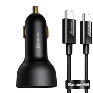 شارژر فندکی باسئوس مدل Digital Display PPS 100W به همراه کابل تبدیل USB-C
