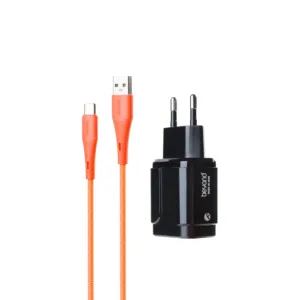 شارژر دیواری 12 وات 2 پورت بیاند مدل BA-181 به همراه کابل تبدیل USB-A به USB-C
