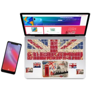 استیکر لپ تاپ راتیانا مدل london01 مناسب برای لپ تاپ 15 تا 17 اینچ به همراه برچسب حروف فارسی کیبورد