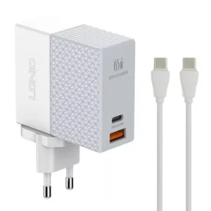 شارژر دیواری الدینیو مدل A2620C به‌ همراه کابل تبدیل USB-C