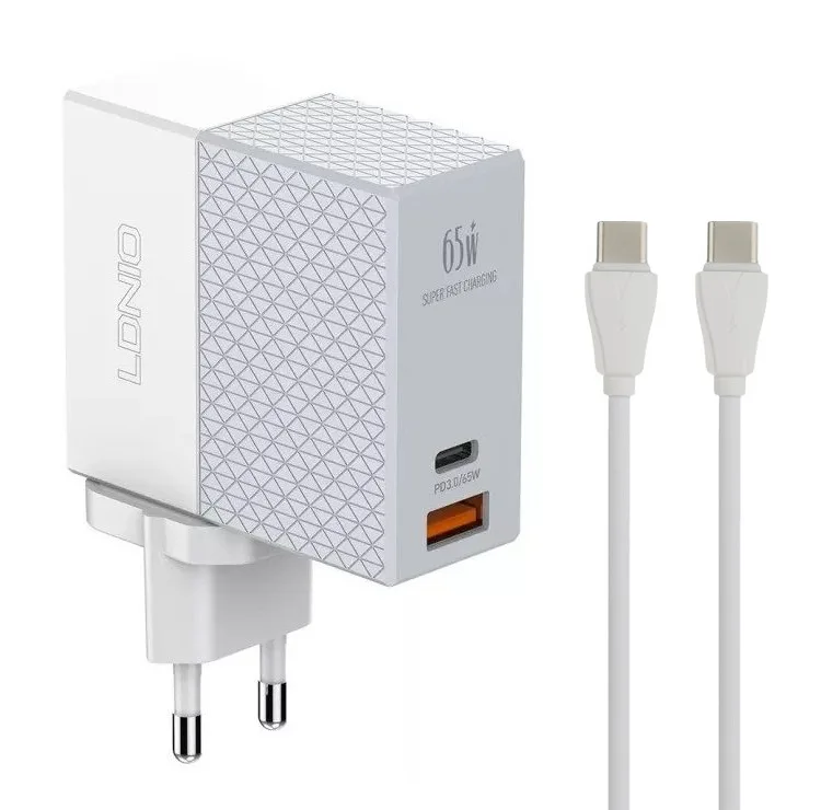 شارژر دیواری الدینیو مدل A2620C به‌ همراه کابل تبدیل USB-C
