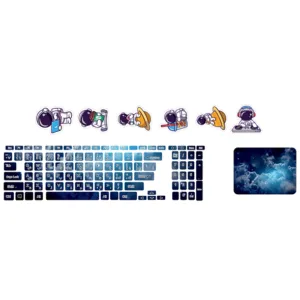 استیکر لپ تاپ توییجین و موییجین طرح Space کد 156 مناسب برای لپ تاپ 15.6 اینچ به همراه برچسب حروف فارسی کیبورد