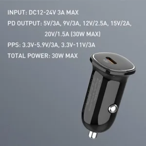 شارژر فندکی 30 وات الدینیو مدل LD-C106 به همراه کابل تبدیل USB-C