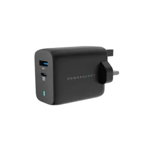 شارژر دیواری 63 وات پاورلوژی مدل Powerology 63W Ultra-Quick GaN Charger with USB-C Cable