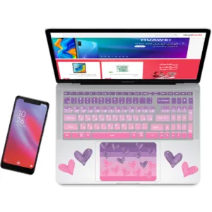 استیکر لپ تاپ مدل lovely heart مناسب برای لپ تاپ 17 اینچ به همراه برچسب حروف فارسی کیبورد