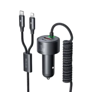 شارژر فندکی120 وات  مک دودو مدل cc-0370 به همراه کابل USB-C/لایتنینگ