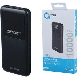 پاوربانک 22.5 وات اکسیژن مدل OX-100 با ظرفیت 10000 میلیآمپر ساعت به همراه کابل USB-C