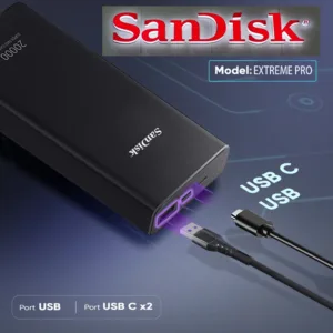 پاوربانک 25 وات سن دیسک مدل EXTREME PRO Super Fast ظرفیت 20000 میلی آمپر
