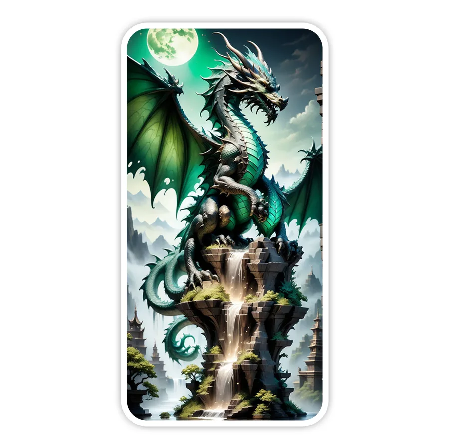 استیکر لپ تاپ و موبایل گوفی طرح اژدها مدل Green Dragon 54