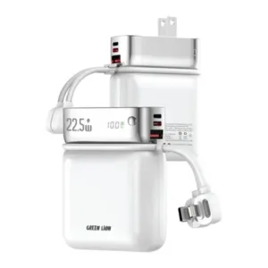پاوربانک بی سیم 22.5 وات گرین لاین مدل Dyno 2-in-1 ظرفیت 10000 میلیآمپرساعت به همراه کابل USB-C
