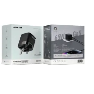 شارژر دیواری 65 وات باخروجی 45 وات +20 وات دارای 2 پورت برند گرین لاین مدل GL-GAN2 به همراه کابل USB-C به طول 0.7 متر