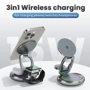 شارژر رومیزی 15وات مدل LFX-208 3in1 Wireless charger