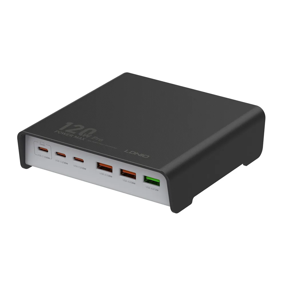 شارژر رومیزی 120وات الدینیو مدل HUB CHARGER Q605