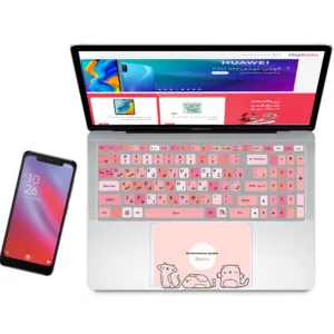 استیکر لپ تاپ راتیانا مدل cute_animal مناسب برای لپ تاپ 15 تا 17 اینچ به همراه برچسب حروف فارسی کیبورد