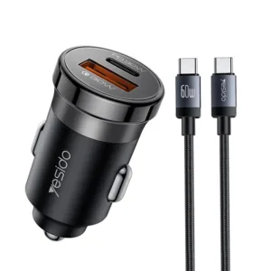 شارژر فندکی 60 وات دو پورت یسیدو مدل Y72 به همراه کابل USB-C