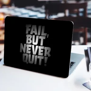 استیکر لپ تاپ راتیانا مدل NEVER QUIT  مناسب برای لپ تاپ 15 تا 17 اینچ به همراه برچسب حروف فارسی کیبورد