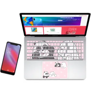 استیکر لپ تاپ مدل پاندا کوچولوی خنگ کد 02 مناسب برای لپ تاپ 17 اینچ به همراه برچسب حروف فارسی کیبورد