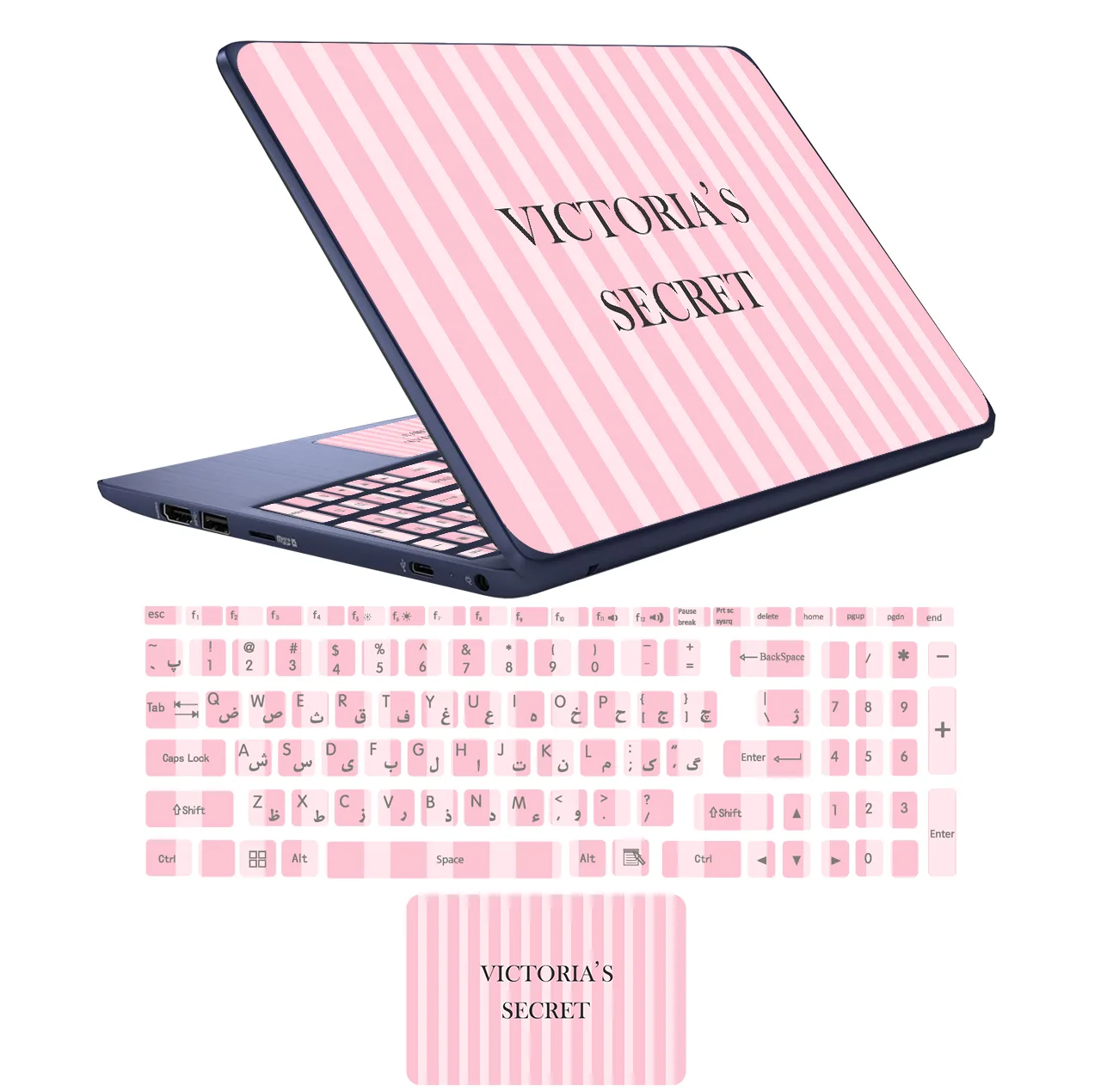 استیکر لپ تاپ مدل victoria secret مناسب برای لپ تاپ 17 اینچ به همراه برچسب حروف فارسی کیبورد