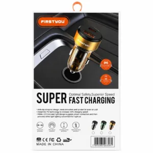 شارژر فندکی 70 وات دو پورت فرست یو مدل F070 به همراه کابل لایتنینگ
