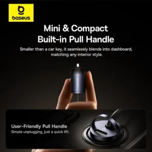 شارژر فندکی 30 وات بیسوس مدل Tiny Star به مراه کابل لایتنینگ