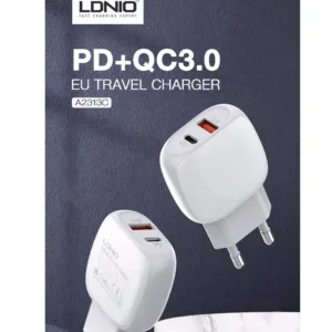 شارژر دیواری الدینیو مدل A2313C به همراه کابل تبدیل USB-C