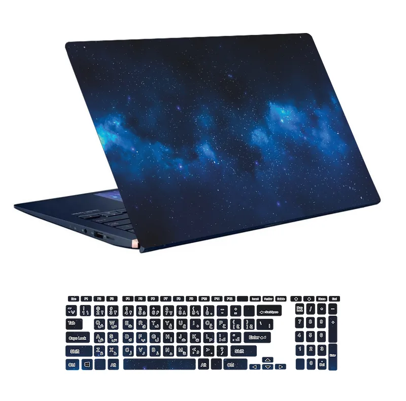 استیکر لپ تاپ توییجین و موییجین طرح Space کد 35 مناسب برای لپ تاپ 15.6 اینچ به همراه برچسب حروف فارسی کیبورد
