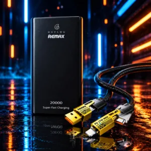 پاوربانک 25 وات ریمکس مدل + X1 PRO ظرفیت 20000 میلی‌آمپرساعت به همراه یک عددکابل USB-A/لایتنینگ/USB-C