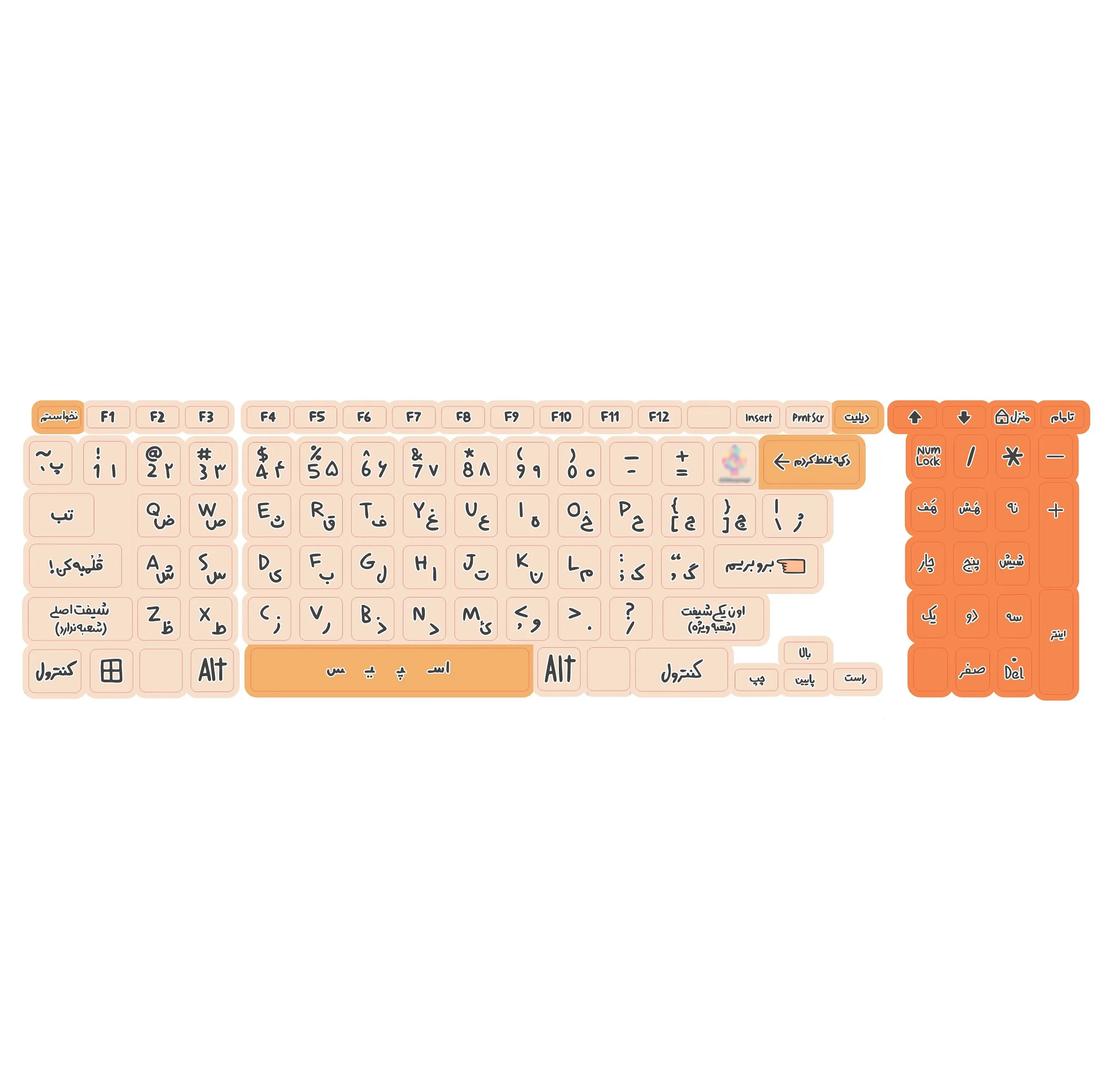 برچسب کیبورد حروف فارسی کد 064
