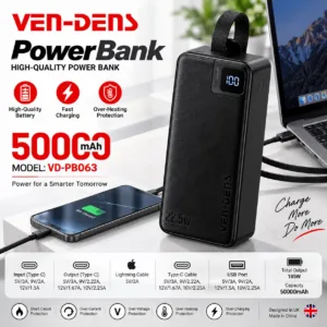پاوربانک 22.5 وات وندنز مدل PB063 ظرفیت 50000 میلیآمپرساعت