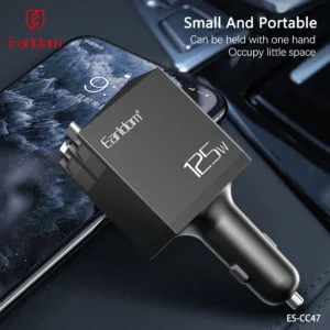شارژر فندکی 125 وات 3 پورت ارلدام مدل 5IN1 CC47