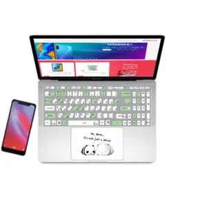 استیکر لپ تاپ مدل cute panda 03 مناسب برای لپ تاپ 15 تا 17 اینچ به همراه برچسب حروف فارسی کیبورد
