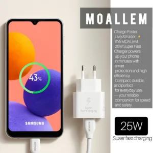 شارژر دیواری 25 وات معلم نوین مدل Galaxy A17 به همراه کابل USB-C