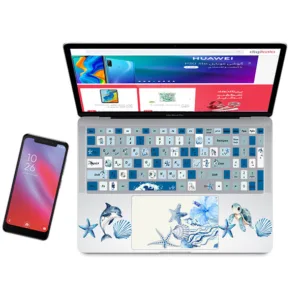 استیکر لپ تاپ راتیانا مدل sea 02 به همراه برچسب حروف فارسی