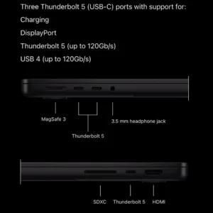 لپتاپ 14.2 اینچی اپل MacBook Pro MGDR4 2026 LLA با تراشه M5 Pro، رم 24 گیگابایت، حافظه SSD با ظرفیت 1 ترابایت، نمایشگر Liquid Retina Mini-LED با نرخ نوسازی 120 هرتز و 3 درگاه Thunderbolt 5.0