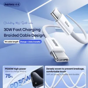 شارژر دیواری 20 وات ریمکس مدل 20W EU پورت PD به همراه کابل تبدیل USB-C