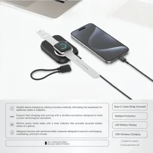 پاوربانک گرین لاین مدل 3IN1 MAGSAFE PD 20W ظرفیت 10000میلی آمپر ساعت