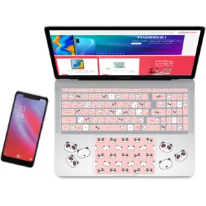 استیکر لپ تاپ مدل پاندا کوچولو کد 04 مناسب برای لپ تاپ 17 اینچ به همراه برچسب حروف فارسی کیبورد