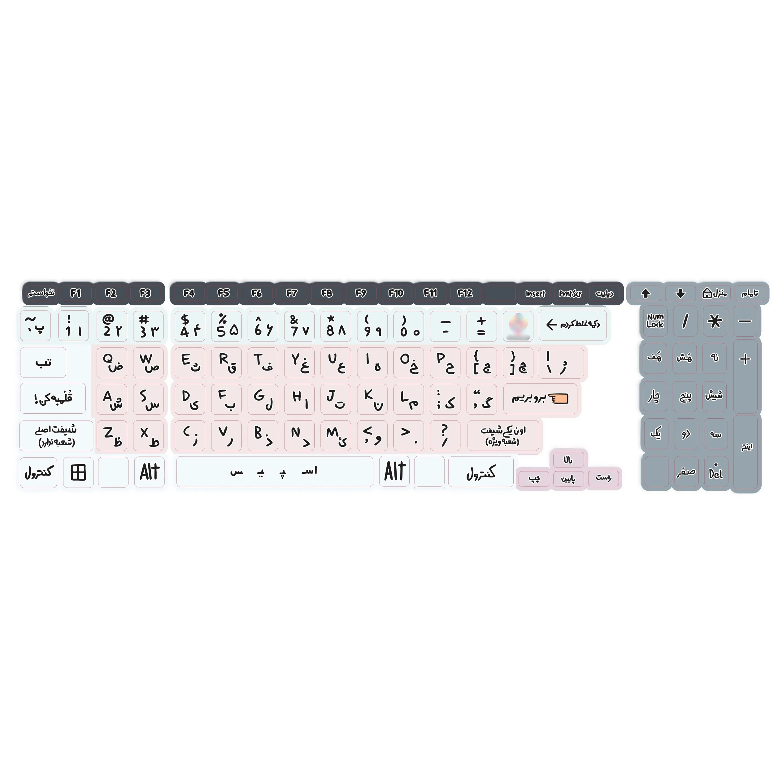 برچسب کیبورد حروف فارسی کد 047