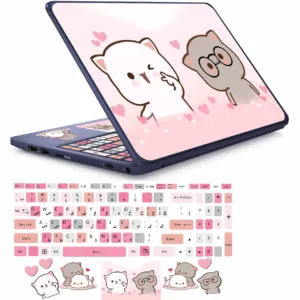 استیکر لپ تاپ مدل cute cat 01 مناسب برای لپ تاپ 15 تا 17 اینچ به همراه برچسب حروف فارسی کیبورد