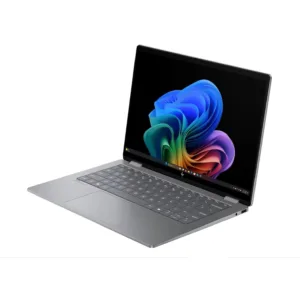 لپتاپ 14 اینچی اچ پی مدل OmniBook X Flip 14-fm0013dx، پردازنده Core Ultra 5-226V، رم 16 گیگابایت LPDDR5X، حافظه SSD با ظرفیت 512 گیگابایت، نمایشگر لمسی FHD+، قابلیت باز شدن 360 درجه و پشتیبانی از قلم، Wi-Fi 6E و سیستمعامل Windows 11