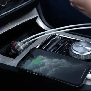 شارژر فندکی باسئوس مدل Car Charger Suit-24W به همراه کابل تبدیل microUSB/ USB-C / لایتنینگ