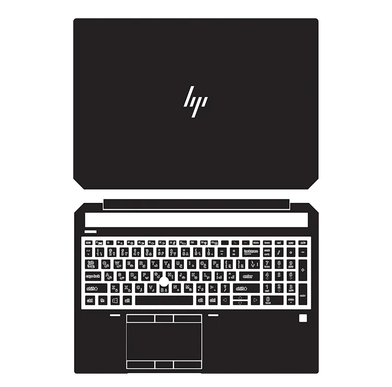 استیکر لپ تاپ توییجین و موییجین مدل Black 01 مناسب برای لپ تاپ اچ پی Zbook 15 G5-G6 به همراه برچسب حروف فارسی کیبورد