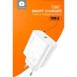 شارژر دیواری 45 وات دبلیو یو دبلیو مدل C202 به همراه کابل تبدیل USB-C