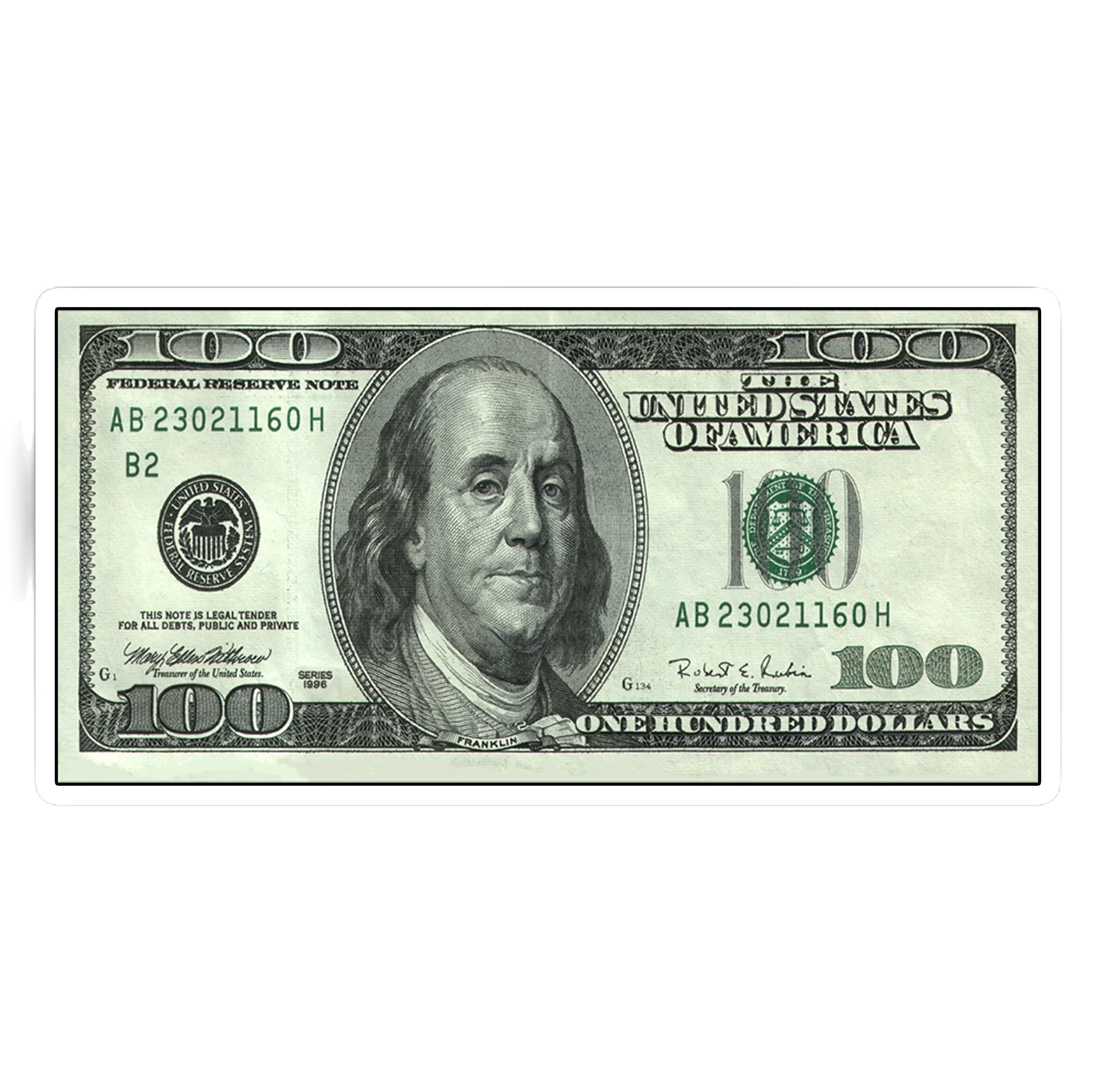 استیکر لپ تاپ طرح پول 100 دلاری