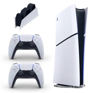 کنسول بازی سونی مدل PlayStation 5 Slim Digital Edition ظرفیت 825 گیگابایت ریجن CFI-2116 اروپا  به همراه دسته اضافی و پایه شارژر