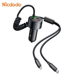 شارژر فندکی120 وات مک دودو مدل cc-0370 به همراه کابل USB-C/لایتنینگ
