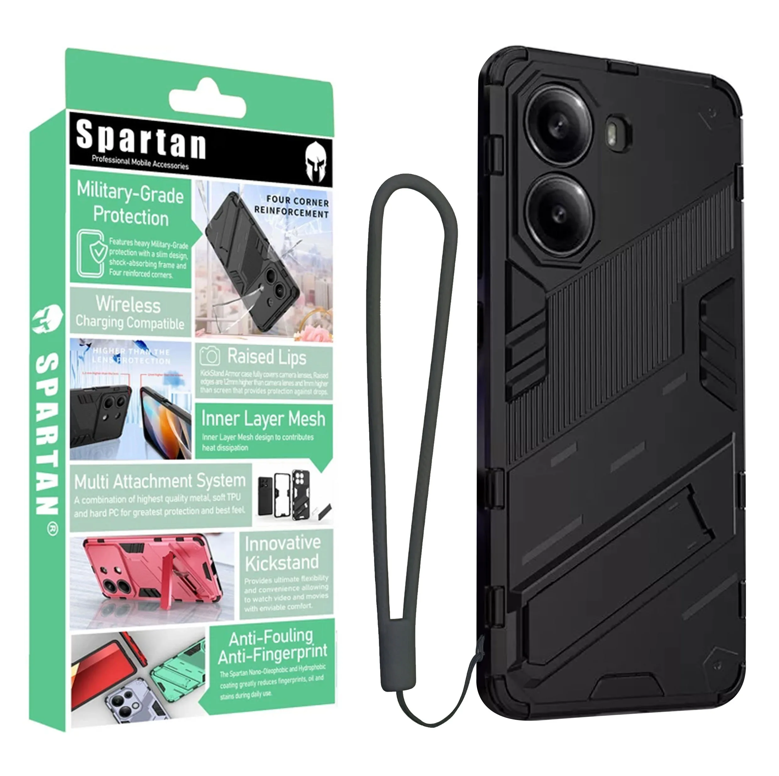 کاور اسپارتان مدل Bibercas Strap مناسب برای گوشی موبایل شیائومی Poco X7 Pro 5G به همراه بندآویز