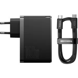 شارژر دیواری 160 وات بیسوس مدل GaN5 Pro 2C+U به همراه کابل تبدیل USB-C