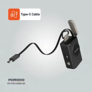 پاوربانک 45 وات پرودو مدل PB068 ظرفیت 10000 میلی‌آمپرساعت به همراه کابل USB-C و آویز کارابین