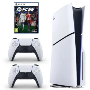 کنسول بازی سونی مدل PlayStation 5 Slim ریجن اروپا سری 2016A نسخه دیسک‌خور ظرفیت یک ترابایت به همراه دسته اضافی و بازی EA SPORTS FC 26